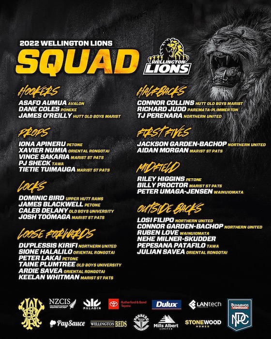 Six in Wellington Lions squad | Marist St Pats Rugby